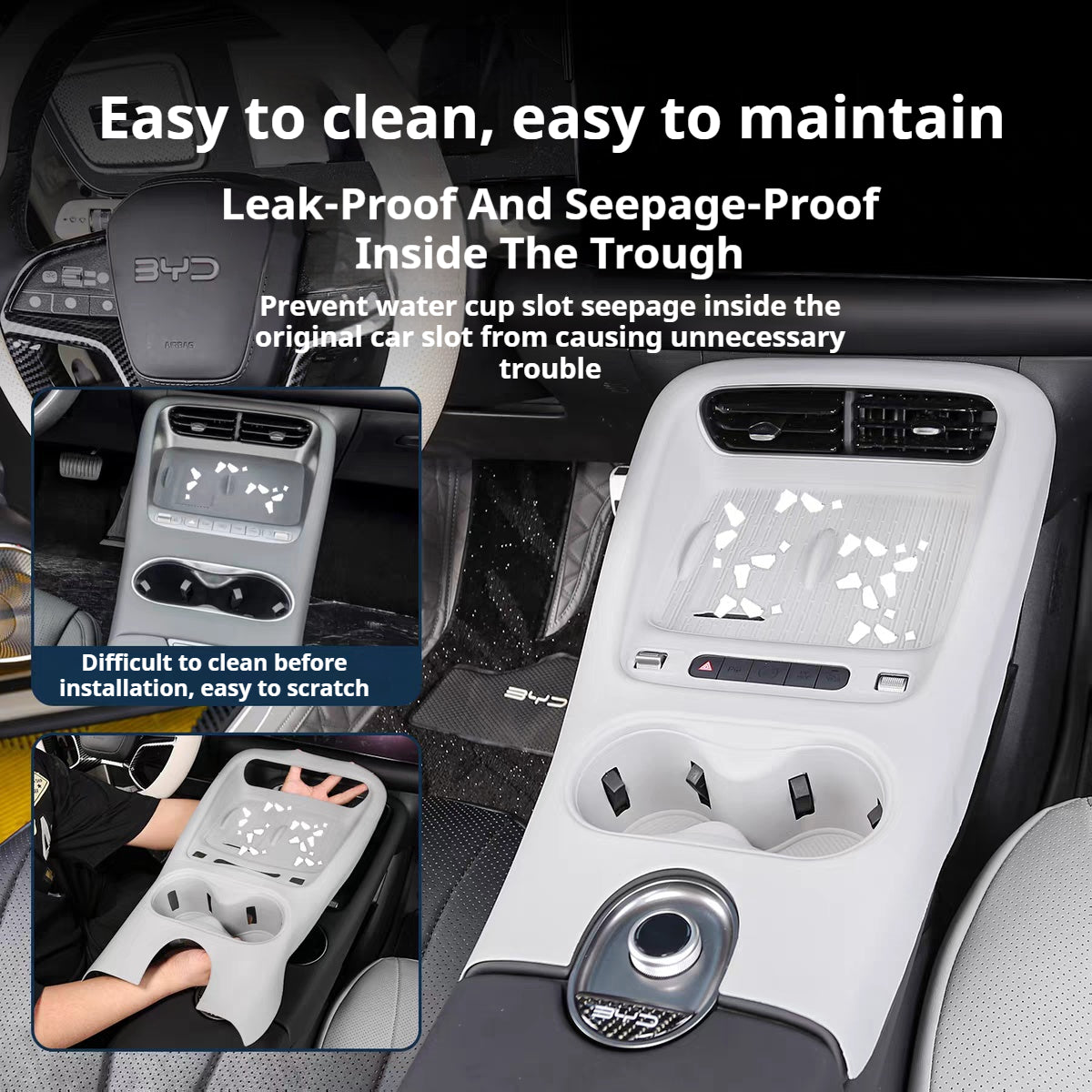 BYD Sea Lion 06 EV/DM-i All-inclusive Central Control Gear Shift Mat, Silicone Cup Holder Mat & Wireless Charging Non-slip Modification Accessories