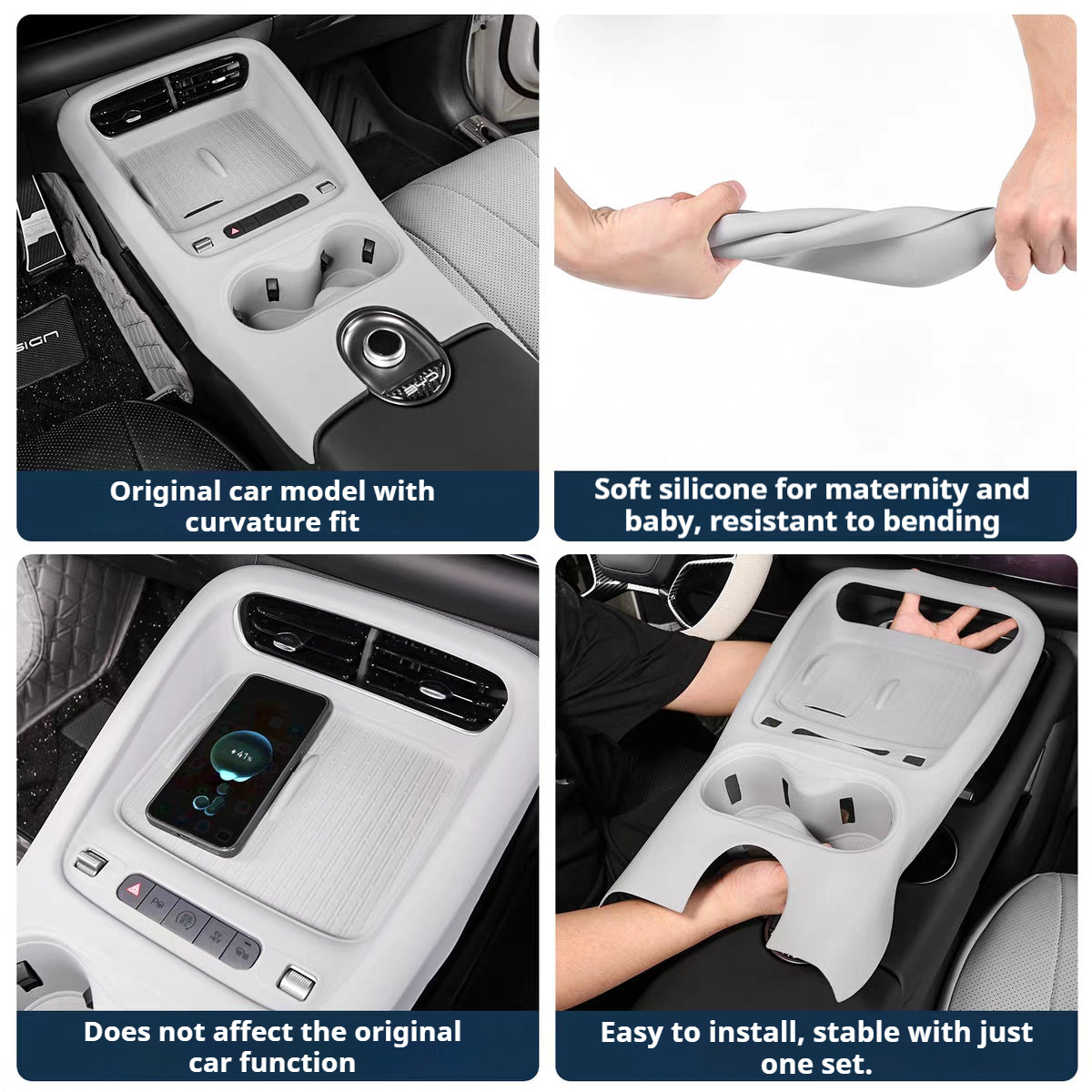 BYD Sea Lion 06 EV/DM-i Komplettes Zubehör: Mittelkonsolen-Schaltmatte, Silikon-Getränkehaltermatte &amp; rutschfeste Modifikationsmaterialien für kabelloses Laden 