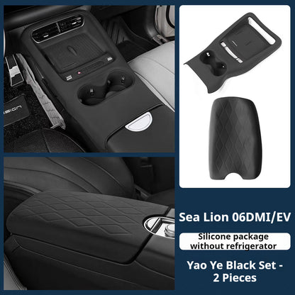 BYD Sea Lion 06 EV/DM-i Komplettes Zubehör: Mittelkonsolen-Schaltmatte, Silikon-Getränkehaltermatte &amp; rutschfeste Modifikationsmaterialien für kabelloses Laden 