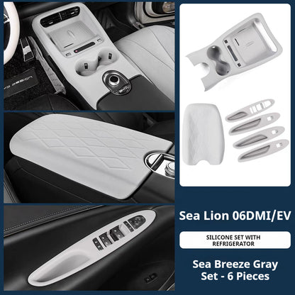 BYD Sea Lion 06 EV/DM-i Komplettes Zubehör: Mittelkonsolen-Schaltmatte, Silikon-Getränkehaltermatte &amp; rutschfeste Modifikationsmaterialien für kabelloses Laden 