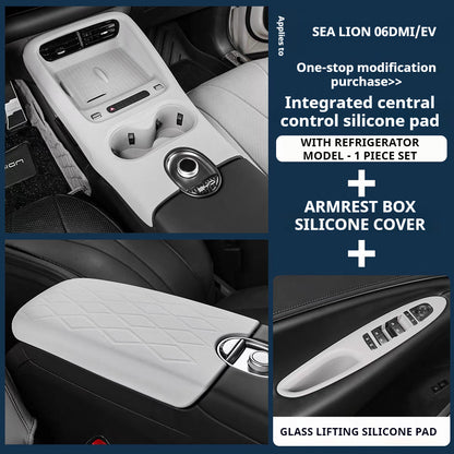 BYD Sea Lion 06 EV/DM-i Komplettes Zubehör: Mittelkonsolen-Schaltmatte, Silikon-Getränkehaltermatte &amp; rutschfeste Modifikationsmaterialien für kabelloses Laden 