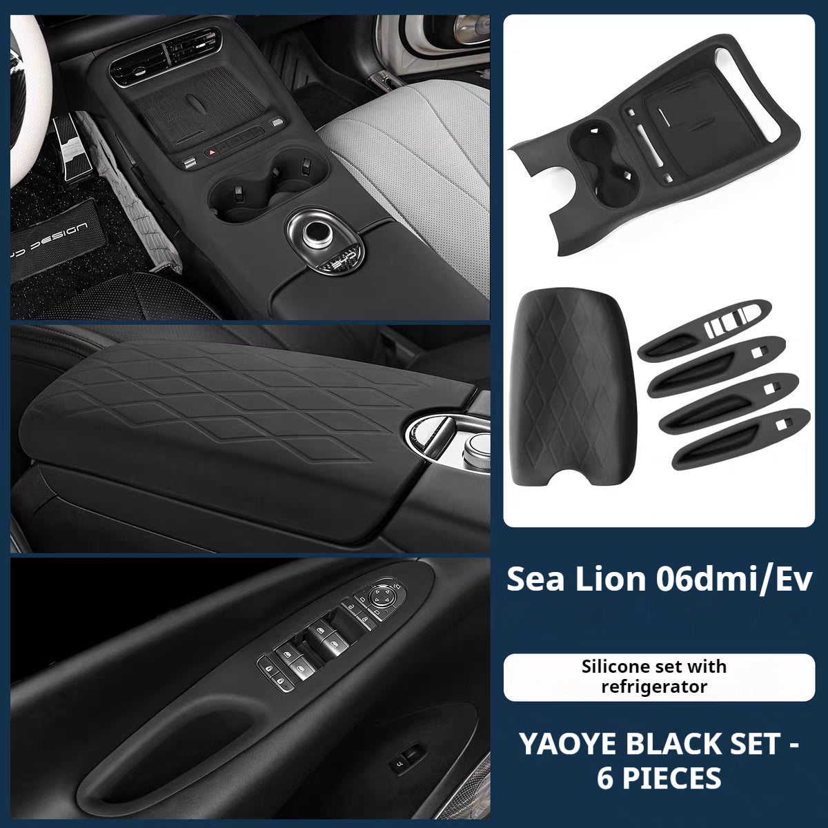 BYD Sea Lion 06 EV/DM-i Komplettes Zubehör: Mittelkonsolen-Schaltmatte, Silikon-Getränkehaltermatte &amp; rutschfeste Modifikationsmaterialien für kabelloses Laden 