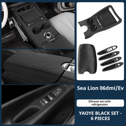 BYD Sea Lion 06 EV/DM-i Komplettes Zubehör: Mittelkonsolen-Schaltmatte, Silikon-Getränkehaltermatte &amp; rutschfeste Modifikationsmaterialien für kabelloses Laden 
