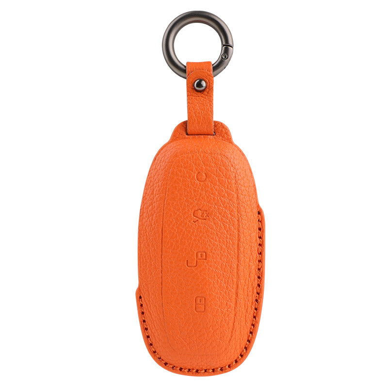 Luxury Leather Car Key Case Cover Fob Shell for DENZA TOP BYD