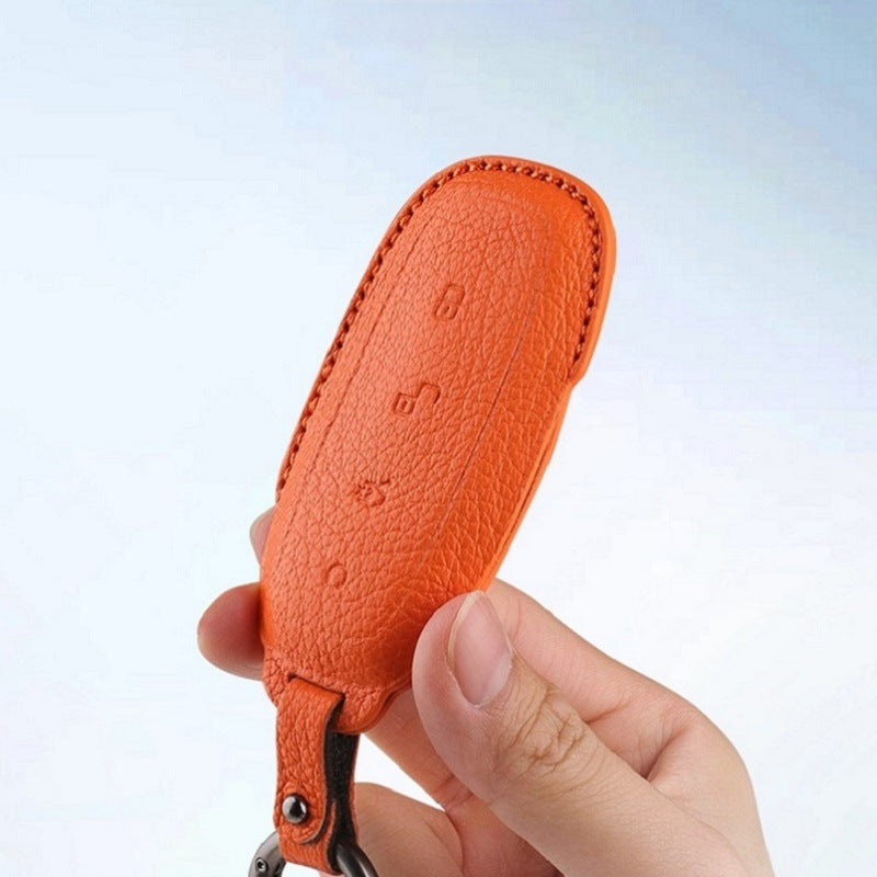 Luxury Leather Car Key Case Cover Fob Shell for DENZA TOP BYD