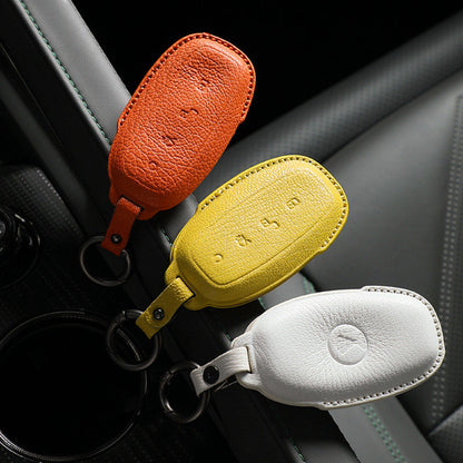 Luxury Leather Car Key Case Cover Fob Shell for DENZA TOP BYD